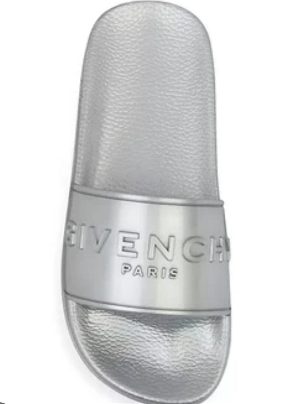 Givenchy Metallic Silver Pool Slide with Embossed Logo Size 37